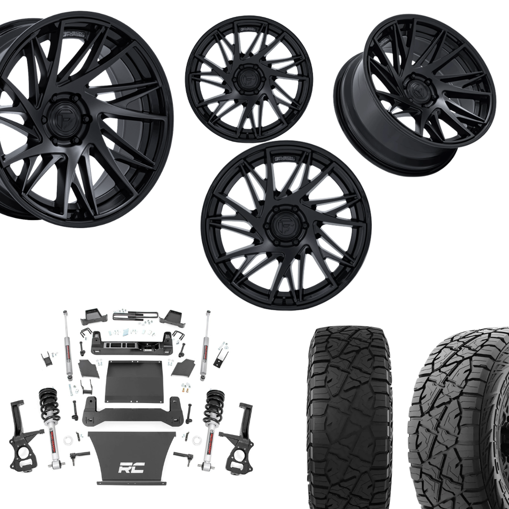 6 inch Bundle w/ 20x10 Blacked Out Wheels and 35in Hercules RT1 Tires - 4wd - 4.3 5.3 6.2 Engine