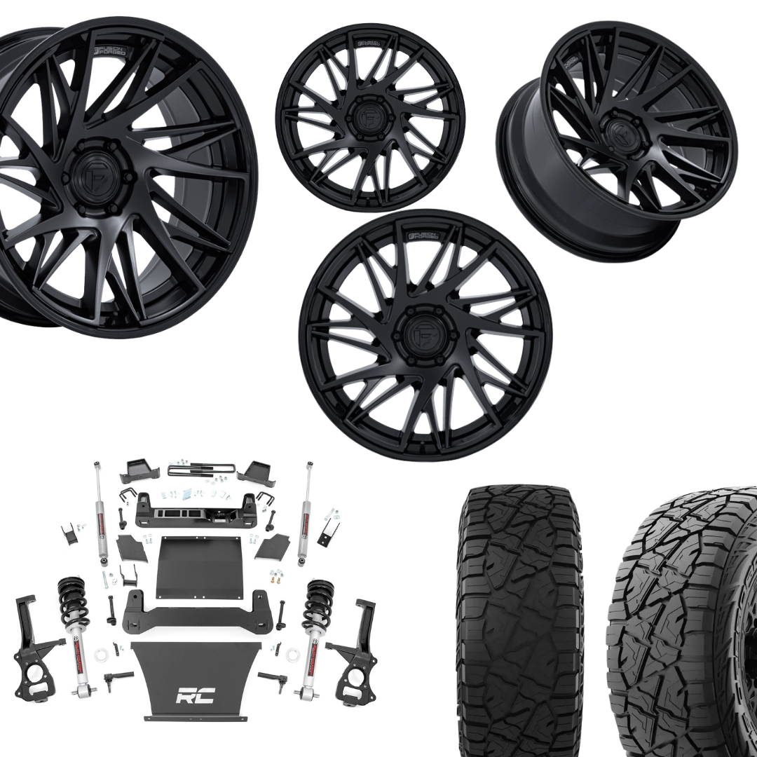 6 inch Bundle w/ 20x10 Blacked Out Wheels and 35in Hercules RT1 Tires - 4wd - 4.3 5.3 6.2 Engine