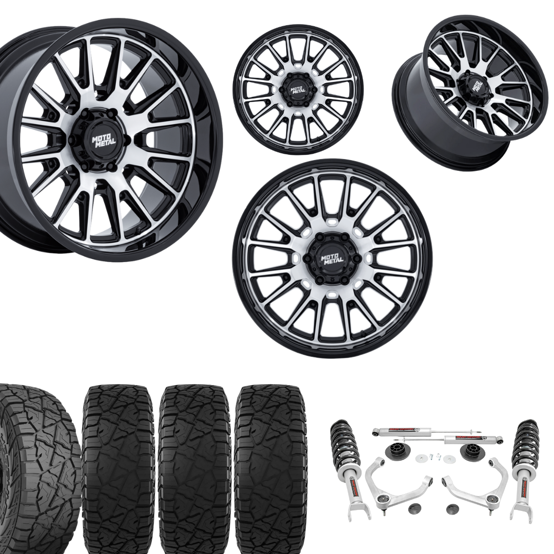 3.5 Inch Lift N3 Bundle w/ 20x10 Black Machined Wheels & 33in Hercules RT1 - 2wd/4wd