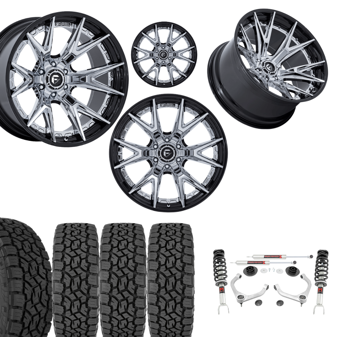 3.5 Inch Lift M1 Bundle w/ 22x10 Black Chrome Wheels & 33in Toyo AT3 Tires - 2wd/4wd
