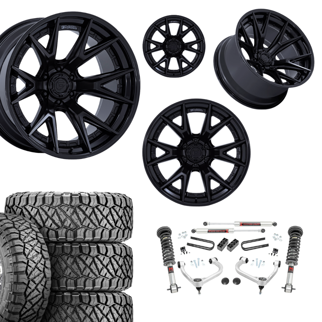 3 inch M1 Bundle w/ 20x10 Black Wheels & 33in Nitto Ridge Grapplers - 4wd