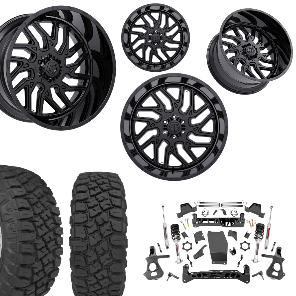 7 inch Lift N3 Bundle w/ 22x12 Gloss Black Wheels - 35in Toyo R/T Tires - 4wd