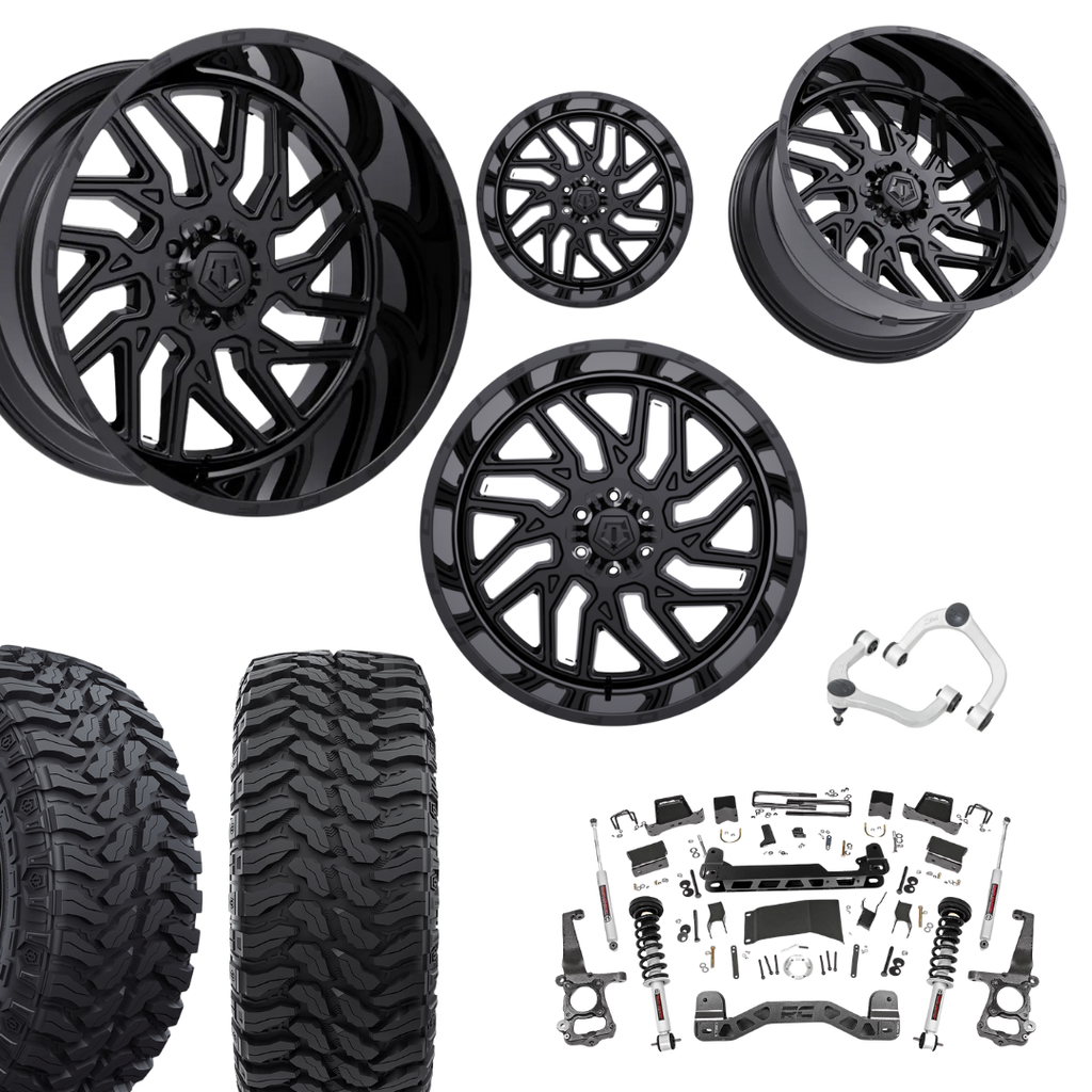 6 inch N3 Bundle w/ 22x10 Gloss Black Wheels - 35in Hercules TT1s - Upper Control Arms -4wd