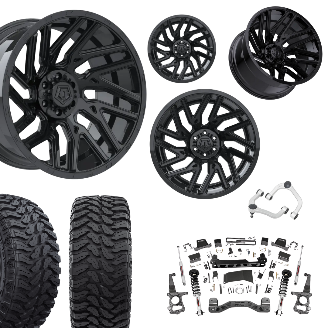 6 inch N3 Bundle w/ 22x10 Gloss Black Wheels - 35in Hercules TT1s - Upper Control Arms -4wd