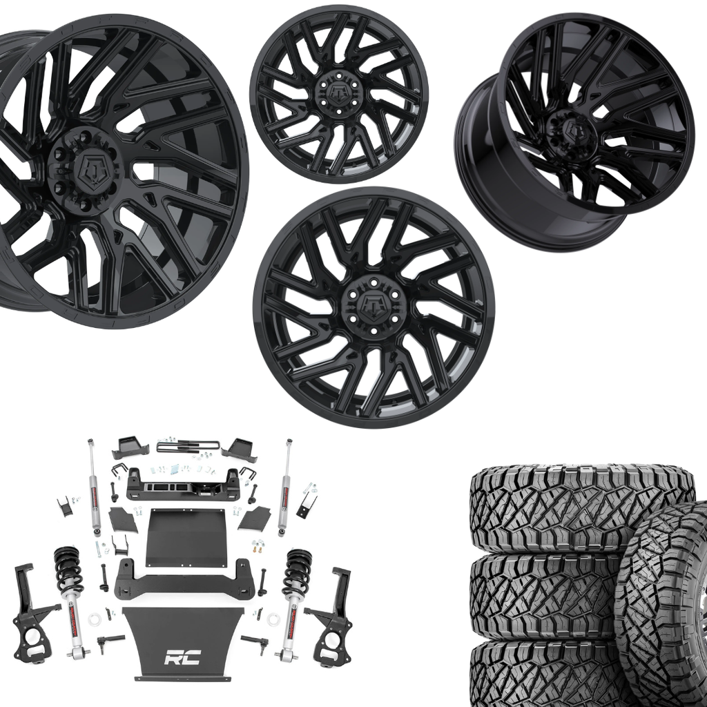 6 inch Bundle w/ 22x12 Gloss Black Wheels & 35in Nitto Ridge Grapplers - 4wd - 4.3 5.3 6.2 Engine