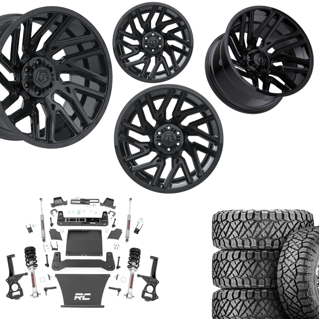 6 inch Bundle w/ 22x12 Gloss Black Wheels & 35in Nitto Ridge Grapplers - 4wd - 4.3 5.3 6.2 Engine