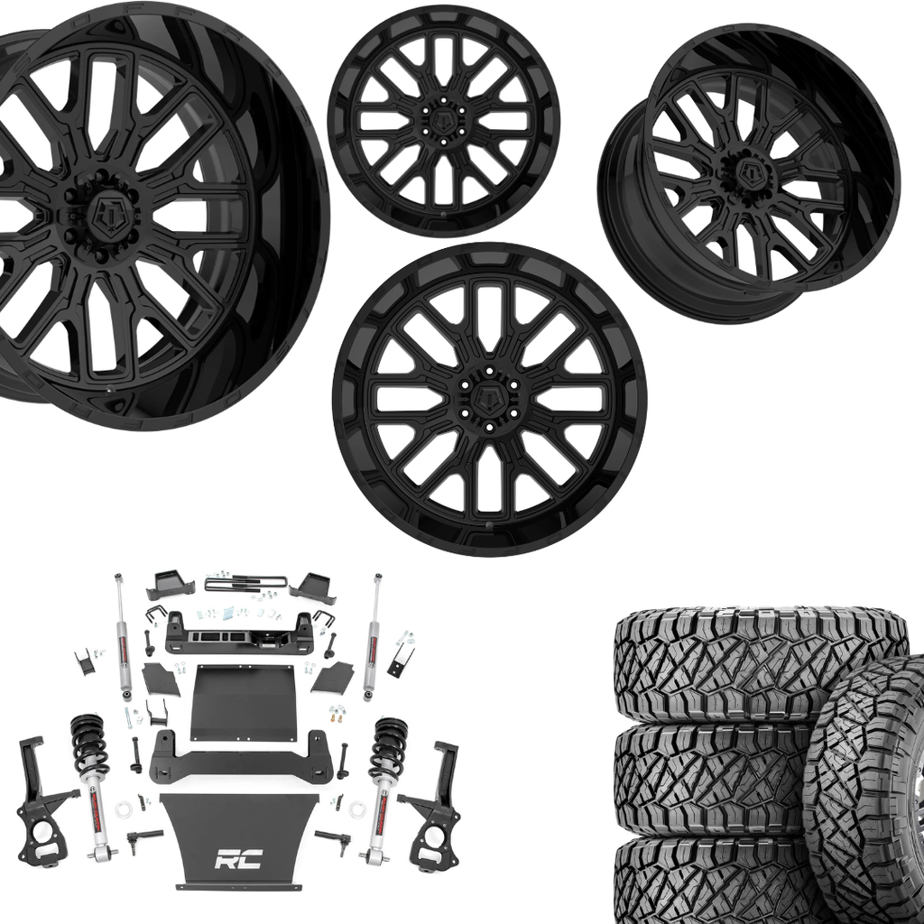 6 inch Bundle w/ 22x12 Gloss Black Wheels & 35in Nitto Ridge Grapplers - 4wd - 4.3 5.3 6.2 Engine