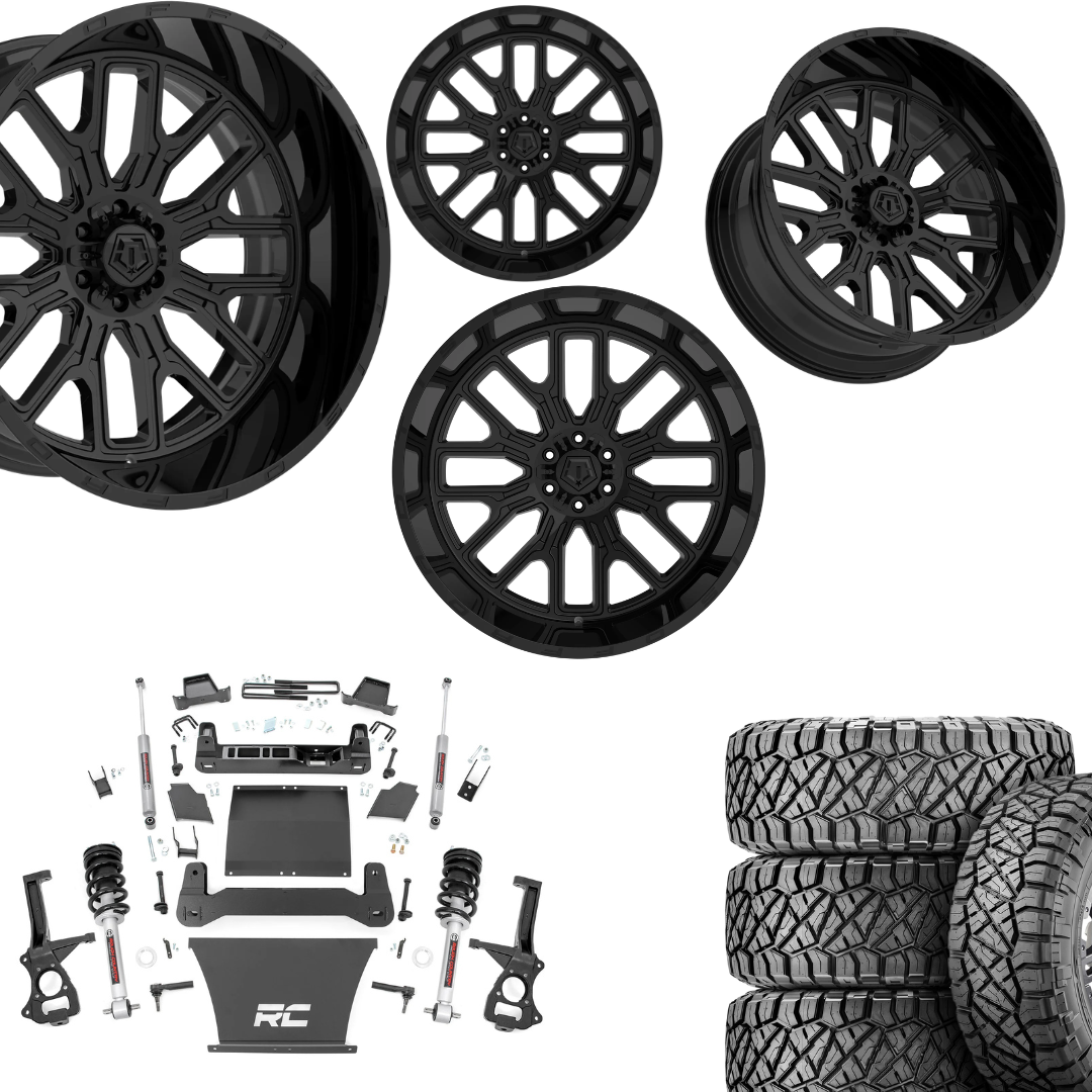 6 inch Bundle w/ 22x12 Gloss Black Wheels & 35in Nitto Ridge Grapplers - 4wd - 4.3 5.3 6.2 Engine
