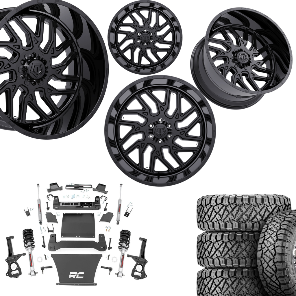 6 inch Bundle w/ 22x12 Gloss Black Wheels & 35in Nitto Ridge Grapplers - 4wd - 4.3 5.3 6.2 Engine