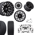 6 inch N3 Bundle w/ 22x12 Black Milled Wheels - 35in Hercules TT1s - Upper Control Arms -4wd