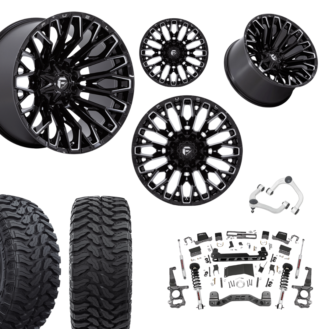 6 inch N3 Bundle w/ 22x12 Black Milled Wheels - 35in Hercules TT1s - Upper Control Arms -4wd
