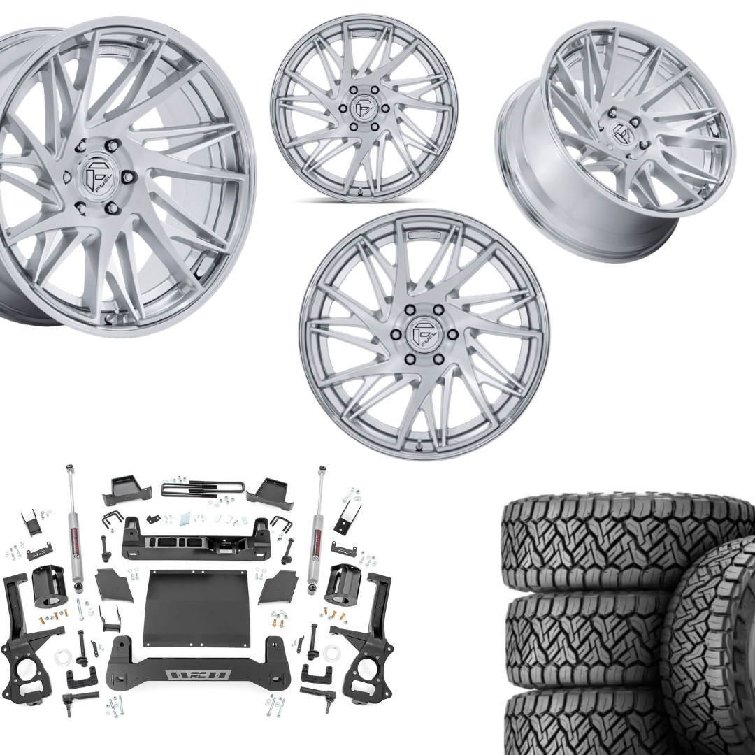 6 inch Bundle w/ 22x10 Silver Chrome Wheels & 35in Nitto Recon Grapplers - 4wd -  2.7 & 3.0 Engine