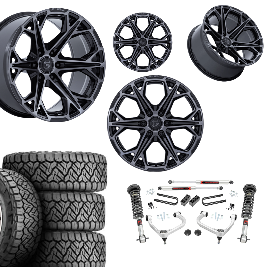 3 inch M1 Bundle w/ 22x10 Black Tinted Wheels - 33in Nitto Recon Grapplers - 4wd