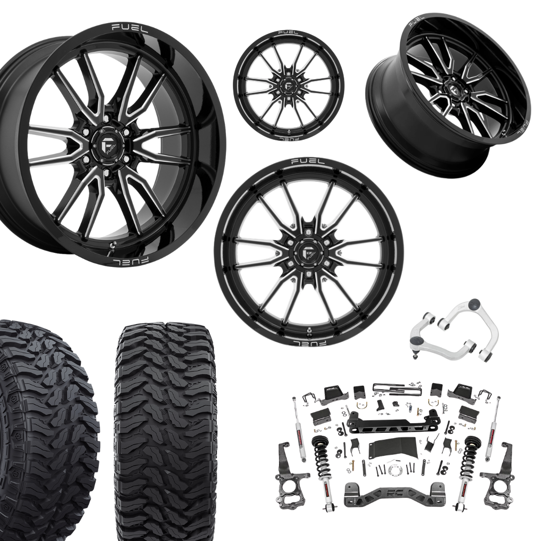 6 inch N3 Bundle w/ 22x10 Black Milled Wheels - 35in Hercules TT1s - Upper Control Arms -4wd