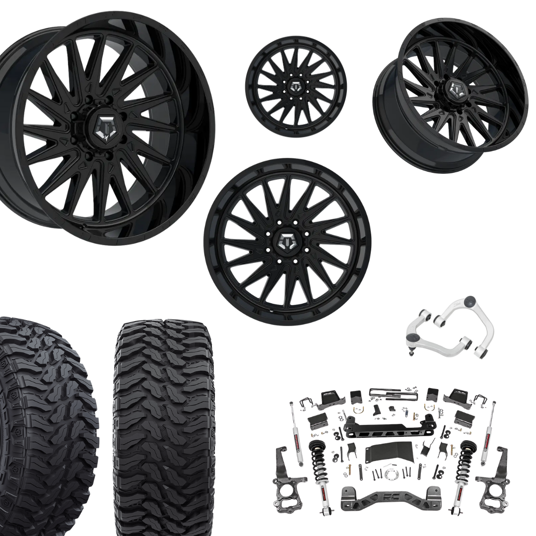 6 inch N3 Bundle w/ 22x10 Gloss Black Wheels - 35in Hercules TT1s - Upper Control Arms -4wd