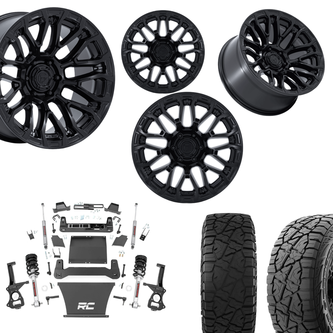 6 inch Bundle w/ 20x10 Satin Black Wheels and 35in Hercules RT1 Tires - 4wd - 4.3 5.3 6.2 Engines