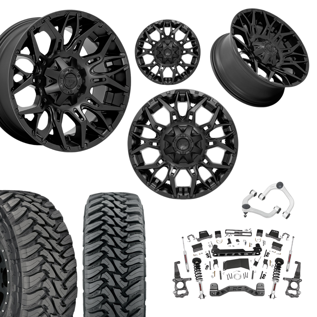 6 inch N3 Bundle w/ 22x12 Black Wheels - 35in Toyo MTs - Upper Control Arms -4wd