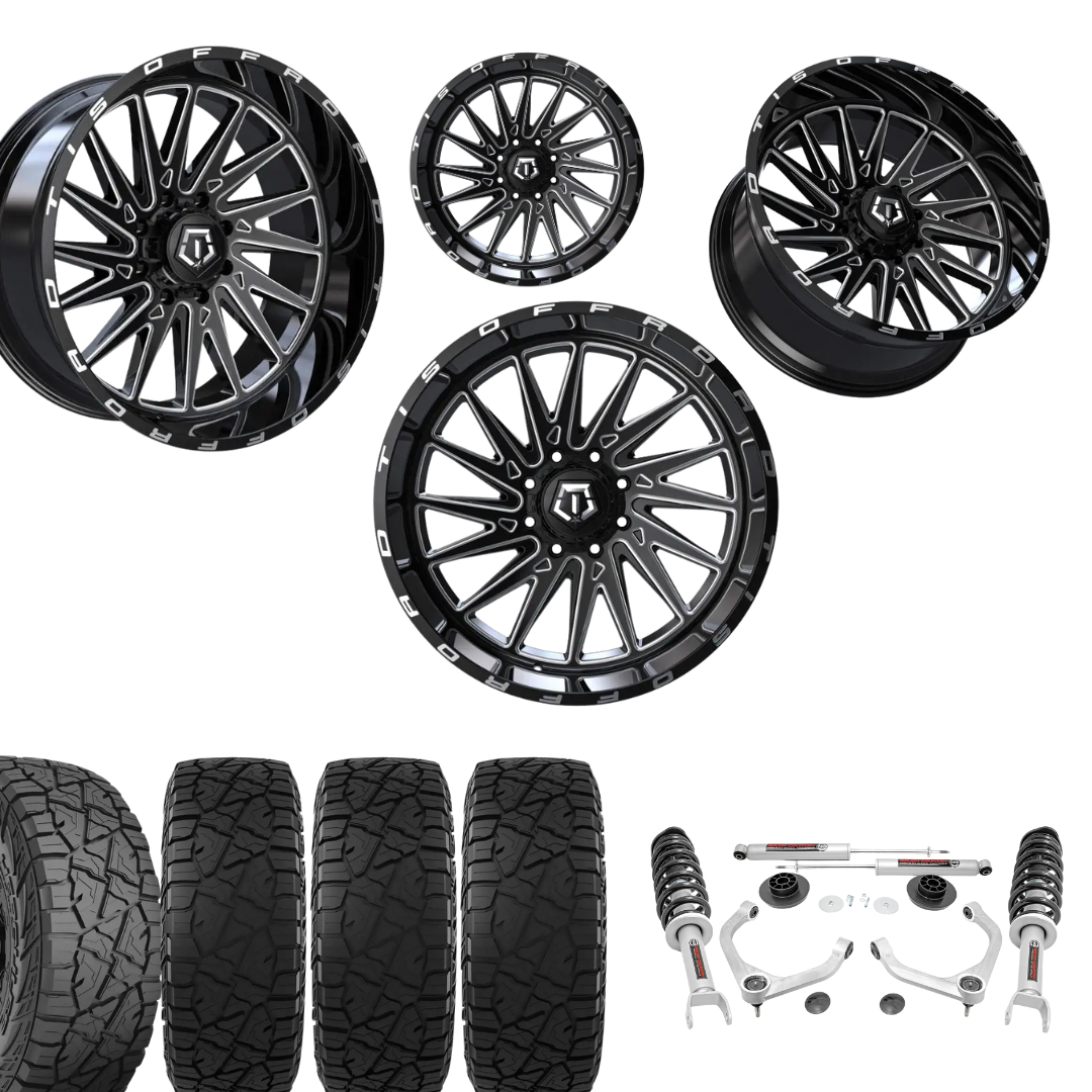 3.5 Inch Lift N3 Bundle w/ 22x10 Black Milled Wheels & 33in Hercules RT1 - 2wd/4wd