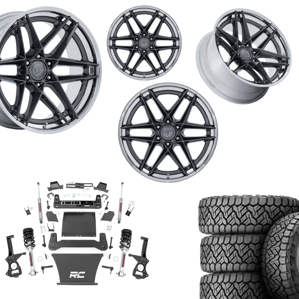 6 inch Bundle w/ 20x10 Gunmetal Chrome Wheels & 35in Nitto Recon Grapplers - 4wd - 4.3 5.3 6.2 Engine
