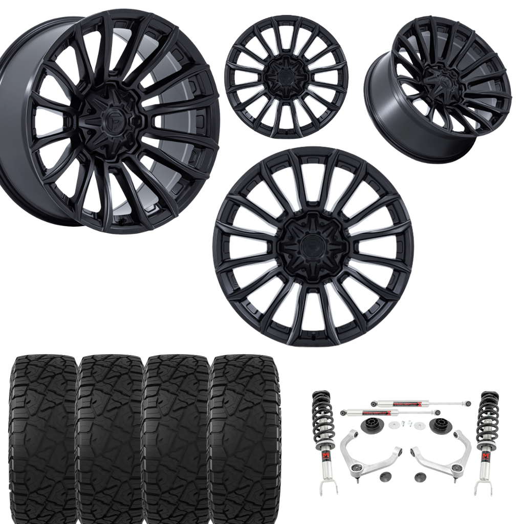 3 inch Lift Bundle M1 w/ 22x10 Matte Black Wheels & 33in Hercules RT1 Tires - 4wd