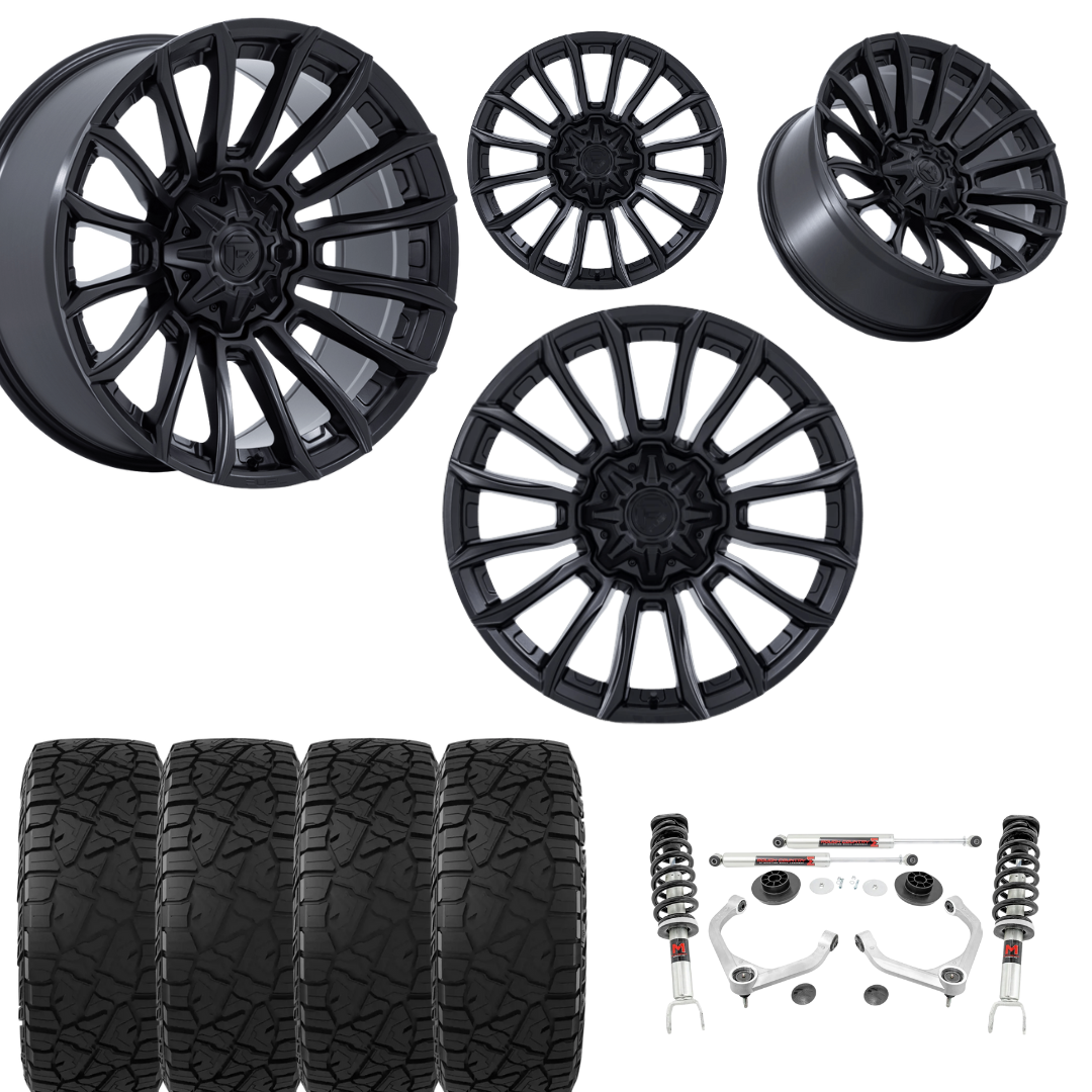 3 inch Lift Bundle M1 w/ 22x10 Matte Black Wheels & 33in Hercules RT1 Tires - 4wd
