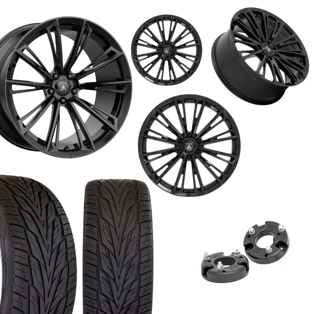 2 inch Level Bundle w/ 22x9.5 Gloss Black Wheels & 305x45x22 Toyo Proxes Tires - 2wd/4wd