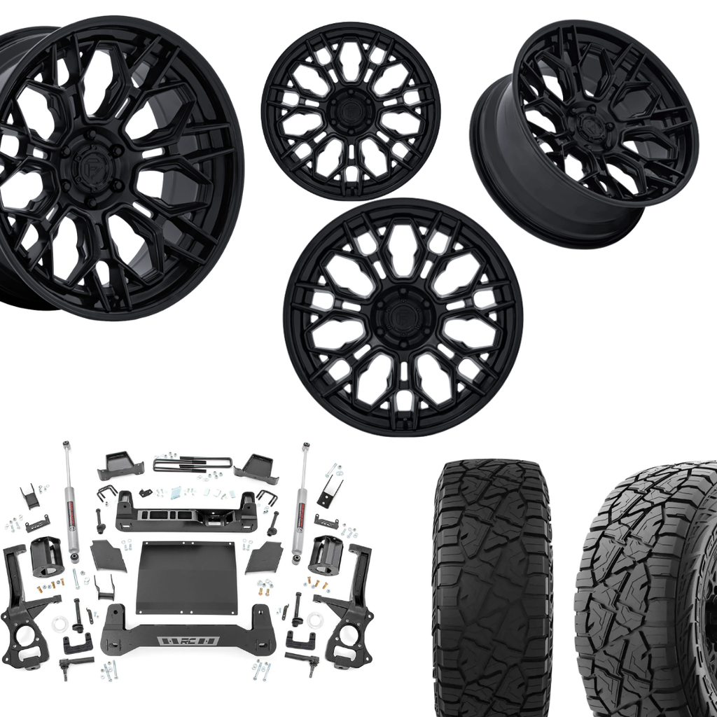 6 inch Bundle w/ 20x10 Satin Black Wheels and 35in Hercules RT1 Tires - 4wd - 2.7 or 3.0 Engines