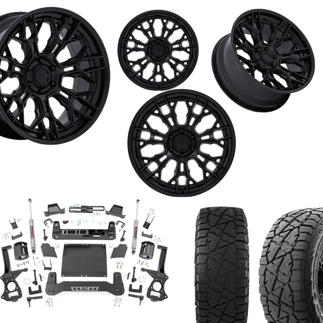 6 inch Bundle w/ 20x10 Satin Black Wheels and 35in Hercules RT1 Tires - 4wd - 2.7 or 3.0 Engines
