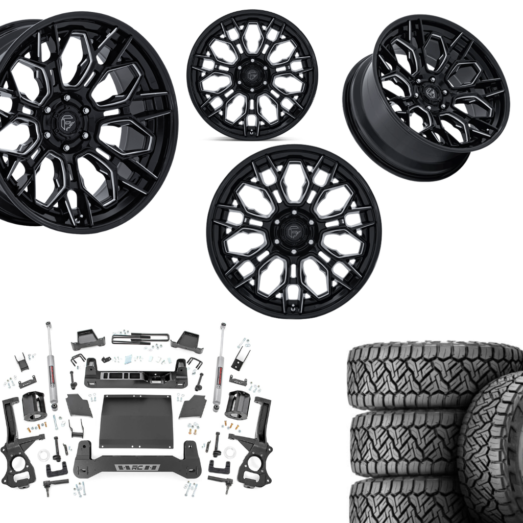 6 inch Bundle w/ 22x10 Black Milled Wheels & 35in Nitto Recon Grapplers - 4wd -  2.7 & 3.0 Engine
