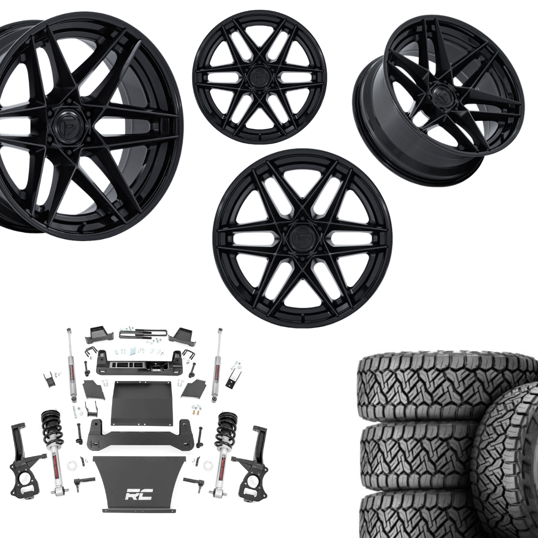 6 inch Bundle w/ 20x10 Black Out Wheels & 35in Nitto Recon Grapplers - 4wd - 4.3 5.3 6.2 Engine