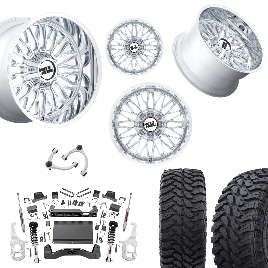 6 inch Lift N3 Bundle w/ 22x10 Chrome Wheels- 35in Hercules TT1 Tires - 4wd