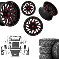 6 inch Bundle w/ 20x10 Black Red Wheels and 35in Nitto Recon Grapplers - 4wd - 4.3 5.3 6.2 Engine