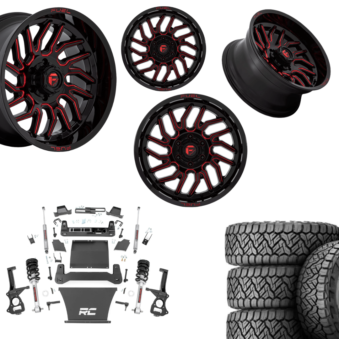 6 inch Bundle w/ 20x10 Black Red Wheels and 35in Nitto Recon Grapplers - 4wd - 4.3 5.3 6.2 Engine